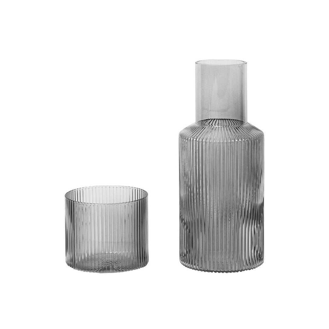 ferm LIVING Ripple Carafe Set Smoked Grey-28529