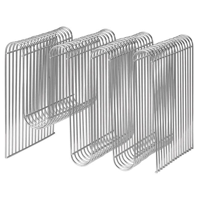 AYTM Curva Metal Magazine Holder Rack Silver-23352