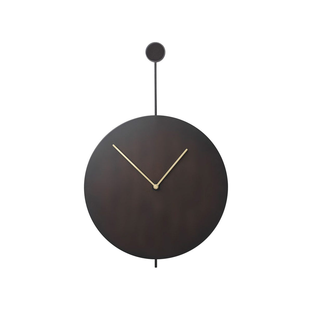 ferm LIVING Trace Wall Clock, Black/Brass-29136