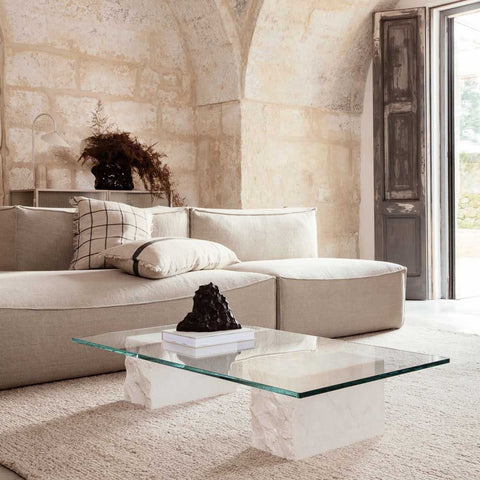 ferm LIVING Mineral Marble and Glass Coffee Table