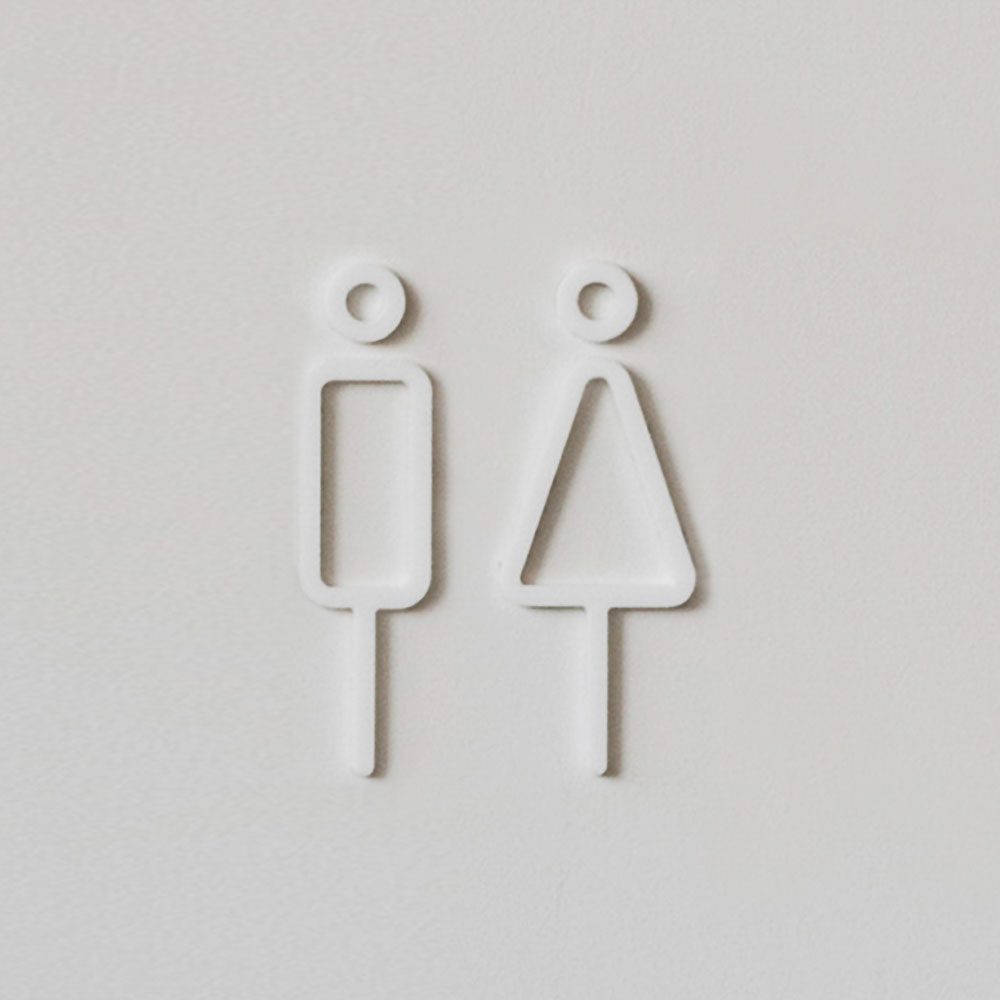 MOHEIM Restroom Sign, White - 2 Pieces-32332